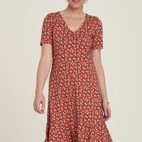 TRANQUILLO A-Linie Kleid mit V-Ausschnitt und fröhlichen Prints (S23E04)