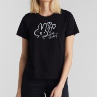 DEDICATED Damen T-Shirt Mysen Love U Idiot – Black