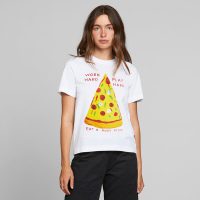 DEDICATED Damen T-Shirt Work Hard Pizza – White