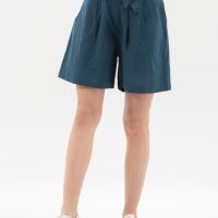 ORGANICATION Shorts aus Leinengemisch mit Bindegürtel