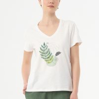 ORGANICATION Damen T-Shirt aus Bio-Baumwolle mit Blatt-Print