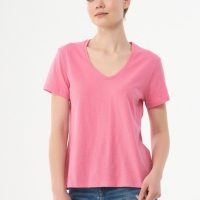 ORGANICATION Damen Basic T-Shirt aus Bio-Baumwolle mit V-Ausschnitt