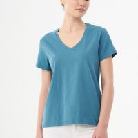 ORGANICATION Damen Basic T-Shirt aus Bio-Baumwolle mit V-Ausschnitt