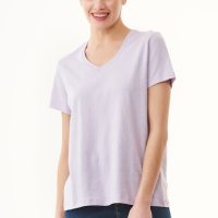 ORGANICATION Damen Basic T-Shirt aus Bio-Baumwolle mit V-Ausschnitt