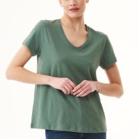 ORGANICATION Damen Basic T-Shirt aus Bio-Baumwolle mit V-Ausschnitt