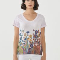 ORGANICATION Cold Pigment Dyed T-shirt aus Bio-Baumwolle mit Blumen-Print