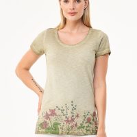ORGANICATION Cold Pigment Dyed T-Shirt aus Bio-Baumwolle mit Blume-Print