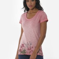 ORGANICATION Cold Pigment Dyed T-Shirt aus Bio-Baumwolle mit Blume-Print