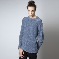 Rifò – Circular Fashion Made in Italy Recycelter Denim Pullover – Adriano, blau meliert