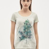 ORGANICATION Garment Dyed T-Shirt aus Bio-Baumwolle mit Baum-Print