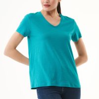 ORGANICATION Damen Basic T-Shirt aus Bio-Baumwolle mit V-Ausschnitt