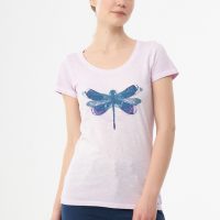 ORGANICATION Cold Pigment Dyed T-Shirt aus Bio-Baumwolle mit Libellen-Print