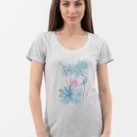 ORGANICATION Garment Dyed T-Shirt aus Bio-Baumwolle mit Blumen-Print