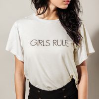 SinWeaver alternative fashion T-Shirt mit Stickerei Statement „Girls Rule“ TENCEL Modal