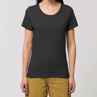 YTWOO Basic T-Shirt Damen meliert, Bio-Baumwolle, enganliegend, XS-2XL