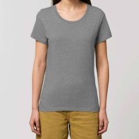 YTWOO Basic T-Shirt Damen meliert, Bio-Baumwolle, enganliegend, XS-2XL