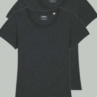 YTWOO 2er Pack Basic T-Shirt Damen, Bio-Baumwolle, drei Farben meliert