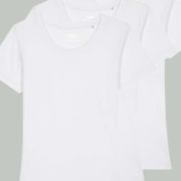 YTWOO 3er Pack Basic T-Shirt Damen Weiß, Bio-Baumwolle
