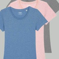 YTWOO 3er Pack Basic T-Shirt Damen meliert dreifarbig sortiert, Bio-Baumwolle