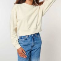 YTWOO Kurz geschnittener Damen Bio Pullver, Frauen Sweatshirt aus 100% Baumwolle (Bio)