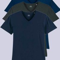YTWOO 3er Pack Herren T-Shirt mit V-Ausschnitt, Bio-Qualität