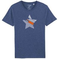 YTWOO Herren T-Shirt mit Stern Schwarz und Indigoblau meliert