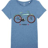 YTWOO Damen T-Shirt mit Vintage Bike als Motiv. Frauen Shirt mit Fahrrad.