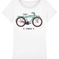 YTWOO Damen T-Shirt mit Vintage Bike als Motiv. Frauen Shirt mit Fahrrad.