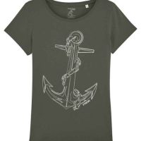 YTWOO Damen T-Shirt mit Anker. Bio Shirt mit Anchor.