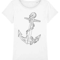 YTWOO Damen T-Shirt mit Anker. Bio Shirt mit Anchor.