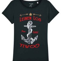 YTWOO Leinen Los. Damen T-Shirt mit Anker als Motiv. Bio Shirt mit Anker