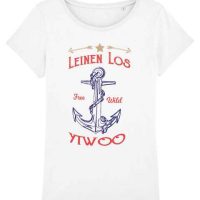 YTWOO Leinen Los. Damen T-Shirt mit Anker als Motiv. Bio Shirt mit Anker