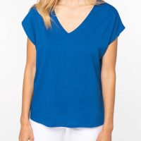 YTWOO Oversized Damen T-Shirt aus Bio-Baumwolle, V-Ausschnitt