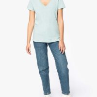 YTWOO Damen Tshirt mit V-Ausschnitt aus 100% Bio-Baumwolle