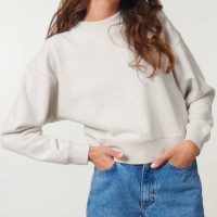 YTWOO Kurz geschnittener Damen Bio Pullver, Frauen Sweatshirt aus 100% Baumwolle (Bio)