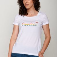 GREENBOMB Politics Freedom Rainbow Loves  – T-Shirt für Damen