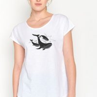 GREENBOMB Animal Flying Whale Cool – T-Shirt für Damen