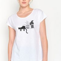 GREENBOMB Animal Cat Window Cool – T-Shirt für Damen