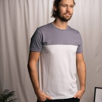 Vresh Clothing Olav – Halfbase T-Shirt aus Biobaumwoll-Mix, Navy/Grau, Grau/Eisblau