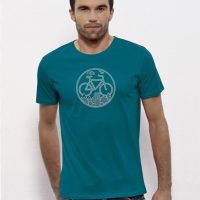 Picopoc Fahrrad / Stadt & Natur, Berge & Bäume T-Shirt in Blau & Weiß