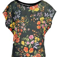 LASALINA T-Shirt mit Spitzeneinsatz – Blumenmuster