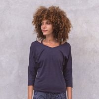 Jaya CHANTAL – ¾ Shirt aus elastischer Biobaumwolle mit V-Neck
