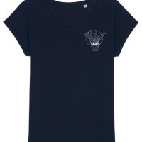ilovemixtapes Women T-Shirt mit Kaktus aus 100% Biobaumwolle mit gerollten Ärmeln