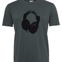 ilovemixtapes Herren T-Shirt mit Kopfhörer aus Biobaumwolle, Made in Portugal ILP06 – stormy weather grau