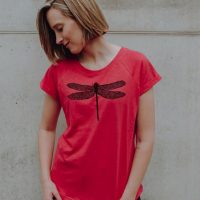 ilovemixtapes Frauen Raglan T-Shirt mit Libelle Biobaumwolle ILI4