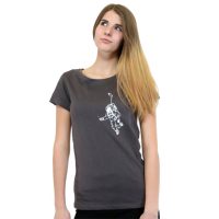 Spangeltangel Damen T-Shirt „Kosmonaut“ grau, für Frauen, Galaxie, Astronaut, Weltall