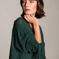 SinWeaver alternative fashion Pullover Strickpullover langarm Viskose weite Ärmel Raffung