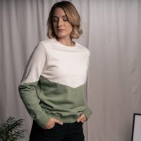 Vresh Clothing Elvie – Sweater aus Biobaumwolle, Berry-Beige/Mint-Beige