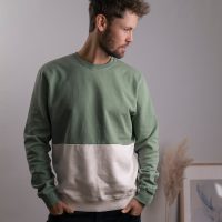 Vresh Clothing Vindus – Sweater aus Biobaumwolle, Mint/Beige + Rawhilde/Senf