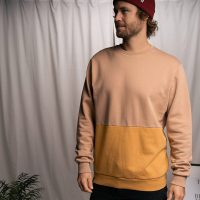 Vresh Clothing Vindus – Sweater aus Biobaumwolle, Mint/Beige + Rawhilde/Senf